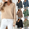 Solid Color Half-open Collar Stitching Lace Loose And Stylish Long Sleeves Sweater