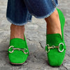 Flat Bottom Plus Size Metal Fastener Round Toe Loafers