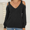 Woven Bottoming Shirt Deep V Off-the-shoulder Pullover Loose Sweater