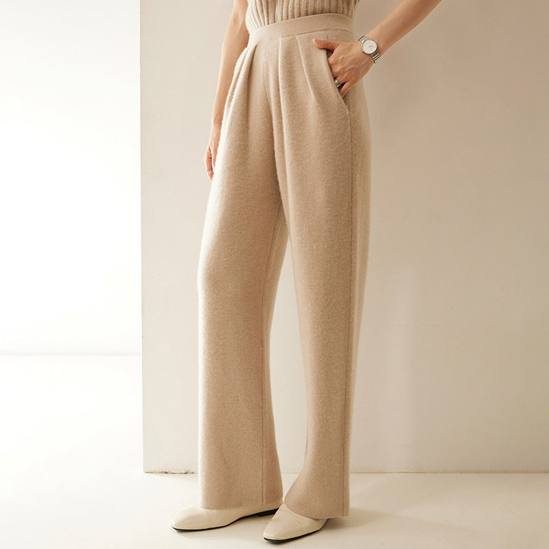 Autumn And Winter Cashmere Women's Wide-leg Pants