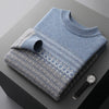 Men's Pure Wool Sweater Loose-fitting Casual Round-neck Color Matching