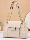 Women's Solid Color Simple Embroidery Thread Rhombus Large Capacity Chain Shoulder Messenger Bag