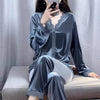 Women's Velvet Simple V-neck Pajamas Suit