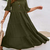 V-neck Stitching Multicolor Long Large Hem Plus Size Dress