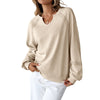 Solid Color Half-open Collar Stitching Lace Loose And Stylish Long Sleeves Sweater