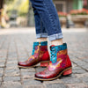 Casual Retro Ethnic Boots Lace Printing Dark Pattern Cowboy Boot