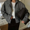 Stand-up Collar Jacket Zipper Top With Pockets Loose Woolen Coat