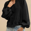Solid Color Half-open Collar Stitching Lace Loose And Stylish Long Sleeves Sweater