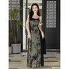 Retro National Style Beautiful Printed Tie-dye Dress Women's Two-piece Set
