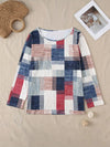 Casual Versatile Geometric Round Neck Long Sleeve Top