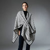 Black And White Buckle Loop Plaid Cross Shawl