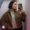 Personality Street Brown Suede Fabric Jacket