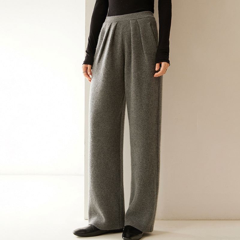 Autumn And Winter Cashmere Women's Wide-leg Pants