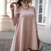 Fashion Casual Women's Solid Color Long Sleeve High Collar Loose Dress