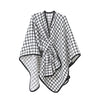 Black And White Buckle Loop Plaid Cross Shawl