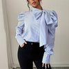 Elegant Bow Collar Long Sleeve Women's Blouse