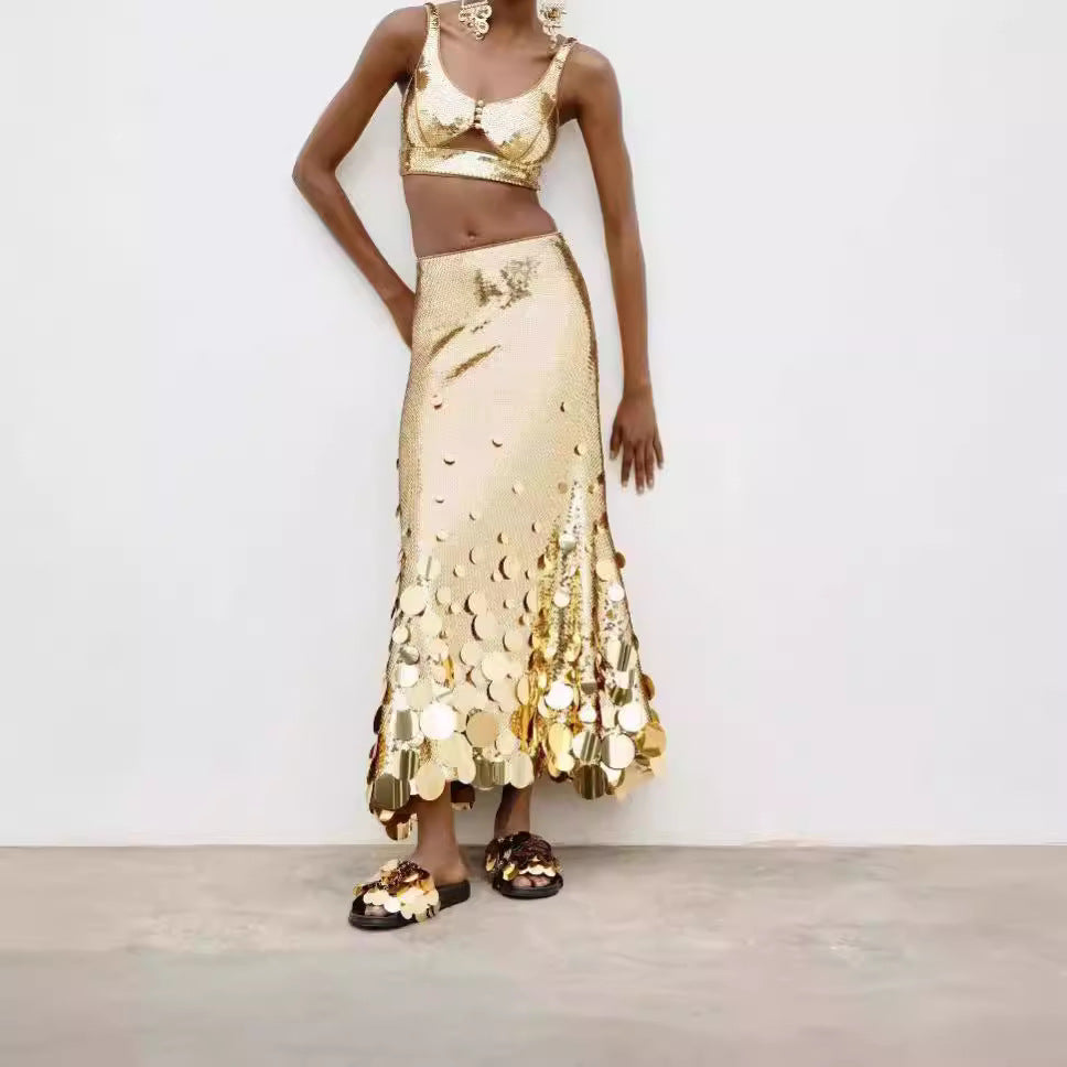 Spring New Party Fashion Plus Size Gongda Sequins Glitter Skirt
