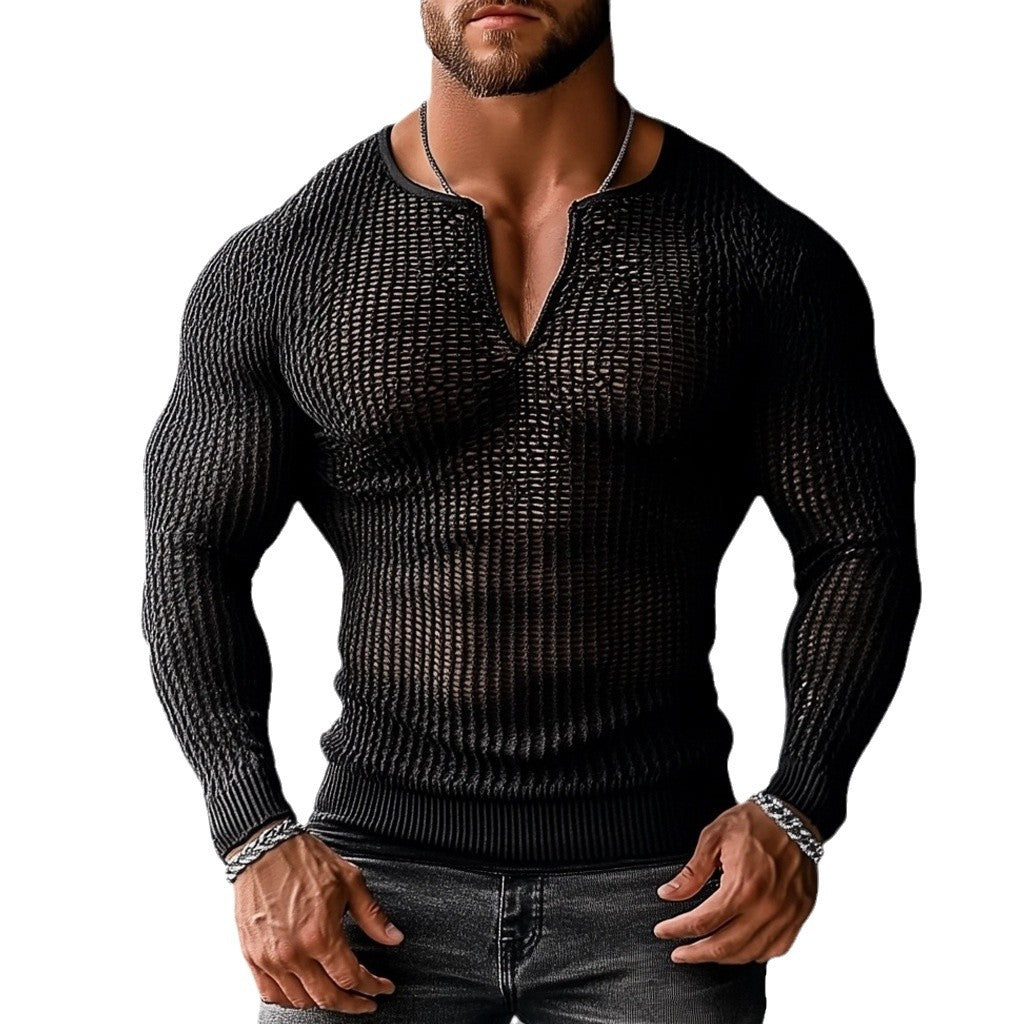 Men's Fashion Transparent Mesh Hollow Top