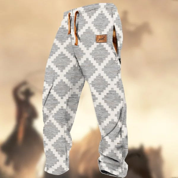 Printed Drawstring Men's Casual Pants