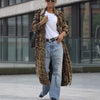 Leopard Print Women's Ultra-long Slim-fit Large Lapel Coat