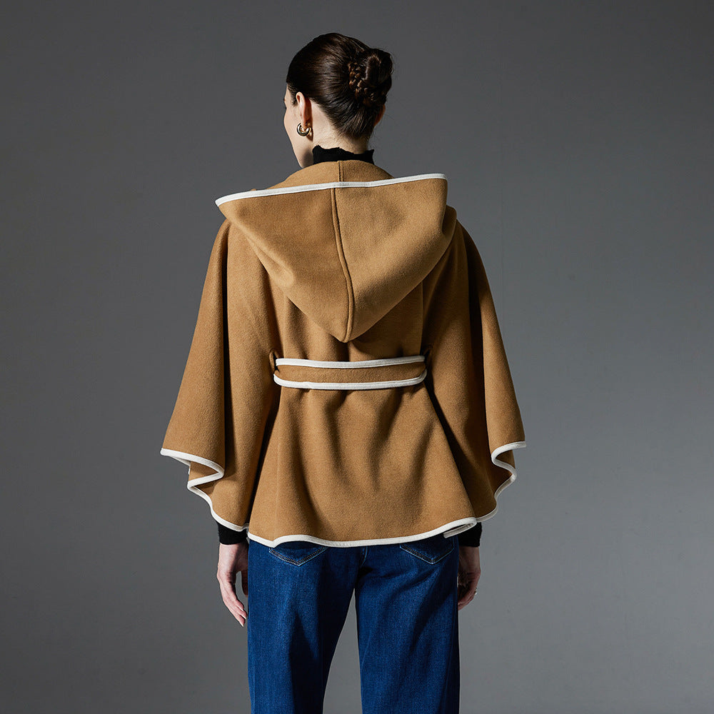 New Double-faced Woolen Goods Hooded Shawl