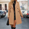 Women's Solid Color Polo Collar Lace Up Double Breasted Long Trench Coat