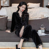 Women's Velvet Simple V-neck Pajamas Suit