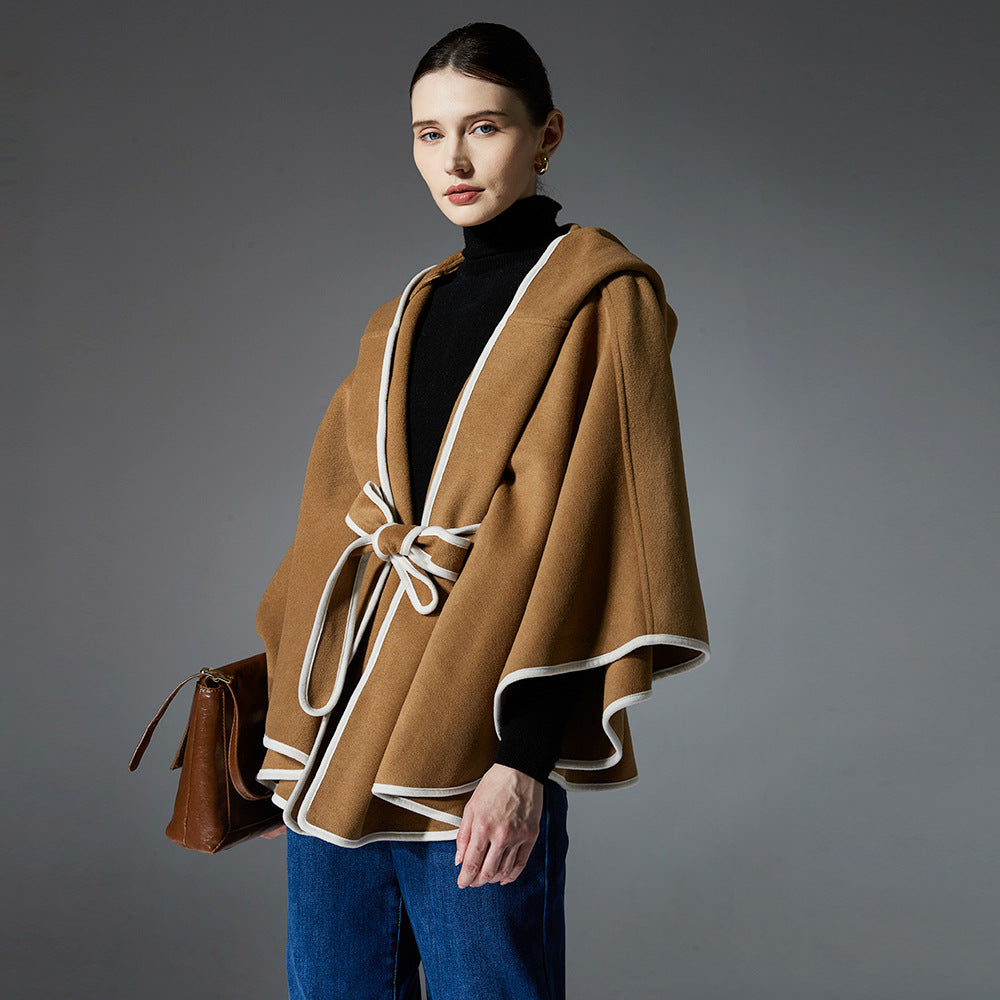 New Double-faced Woolen Goods Hooded Shawl