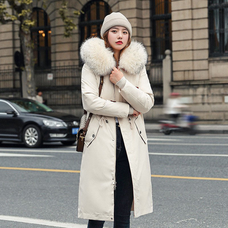 Women's Long Two-way Cotton-padded Clothes Fleece Trench Coat