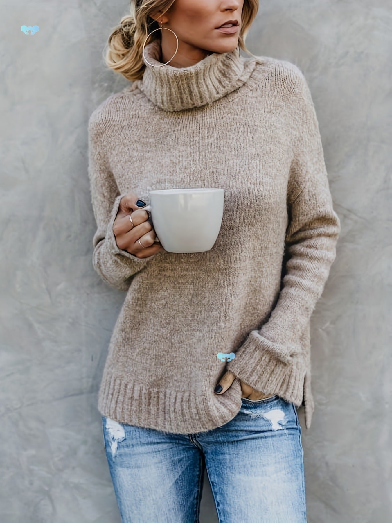 European And American Long Sleeve Turtleneck Solid Women's Sweater