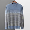Men's Pure Wool Sweater Loose-fitting Casual Round-neck Color Matching