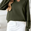 Solid Color Half-open Collar Stitching Lace Loose And Stylish Long Sleeves Sweater