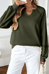 Solid Color Half-open Collar Stitching Lace Loose And Stylish Long Sleeves Sweater