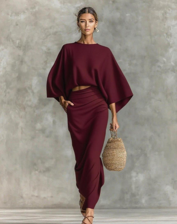 European And American Elegant Women's Clothing Autumn New High Waist Long Skirt Suit
