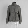 Stand-up Collar Jacket Zipper Top With Pockets Loose Woolen Coat