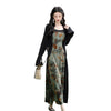 Retro National Style Beautiful Printed Tie-dye Dress Women's Two-piece Set