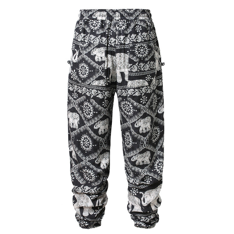 Pantaloni harem allacciati alla caviglia, casual, bianchi e colorati, da uomo