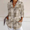 Camicia da donna a maniche lunghe con bottoni e stampa ampia e creativa