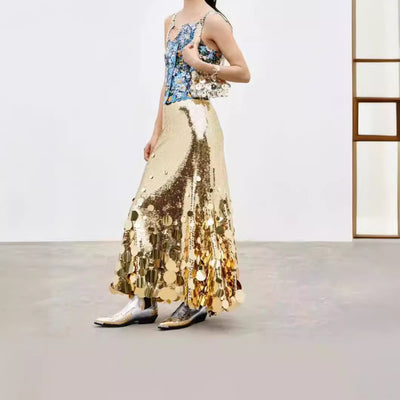 Spring New Party Fashion Plus Size Gongda Sequins Glitter Skirt