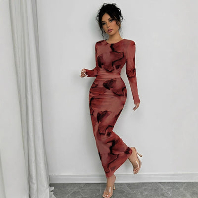 Elegant Graceful Double Layer Round Collar Gauze Dress Long