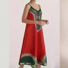 V-neck Strap Long Digital Printing Ladies Dress