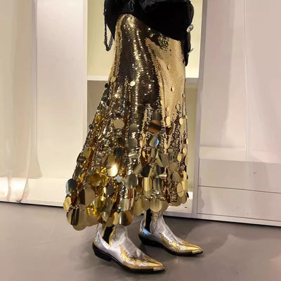 Spring New Party Fashion Plus Size Gongda Sequins Glitter Skirt