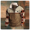 Spring And Autumn Men's Long Sleeves Half Zipper Printed Casual Fashion Jacket Coat