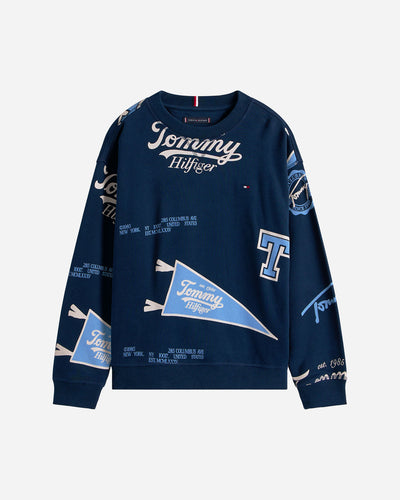 Tommy Hilfiger Printed Jr - Felpa - Blu Navy