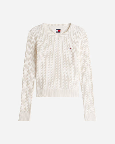 Tommy Hilfiger Cable Essential W - Maglione - Donna - Bianco