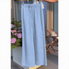 Ladies New Holiday Leisure Pure Color All-matching Drawstring Button Straight-leg Wide-leg Pants