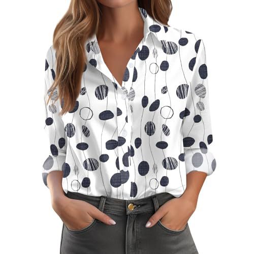 Womens Floral Polka-Dot Bush Print Long-Sleeve Shirt