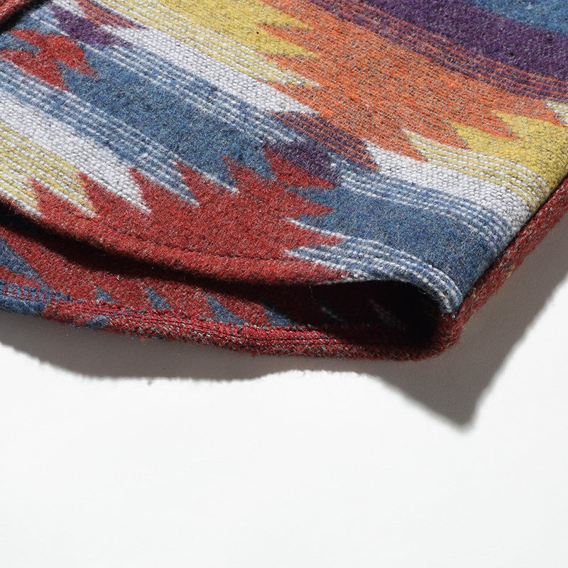 Men's Japanese Red And White Style Woolen Shirt