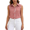 Retro Striped Vest Polo-neck Sleeveless Top