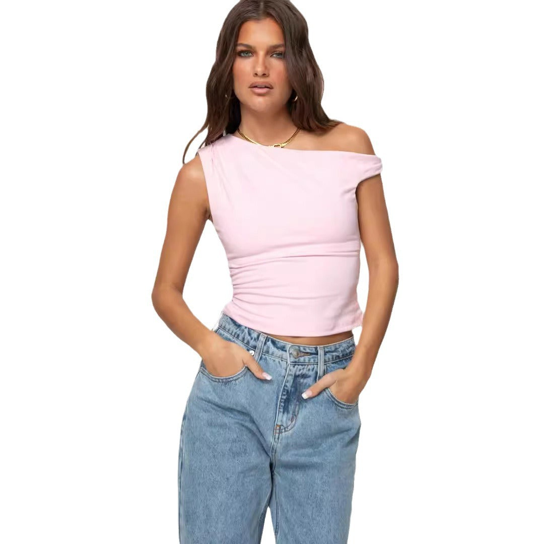 Top sexy da donna senza maniche con spalle scoperte